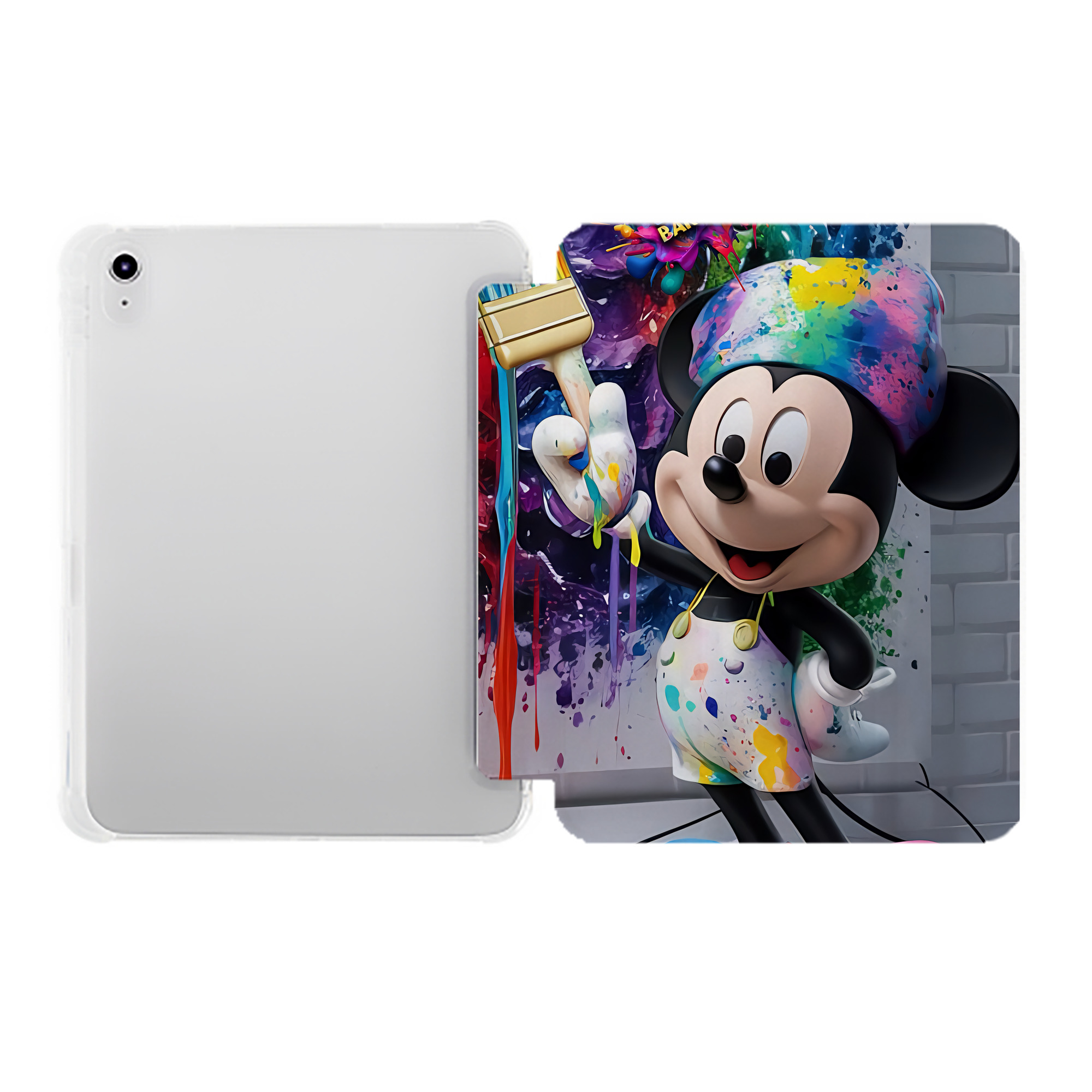 （画像用） ミッキーマウス Mickey Mouse IPad ケース ペン収納付き 三つ折りスタンド PUレザー×シリコン 対応機種9.5/10.5/10.9インチ